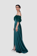 Load image into Gallery viewer, Ruelle Emerald Green Off-Shoulder Corset Gown