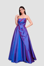 Load image into Gallery viewer, Luna Silver Gray Strapless Corset Maxi Dress