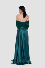 Load image into Gallery viewer, Ruelle Emerald Green Off-Shoulder Corset Gown