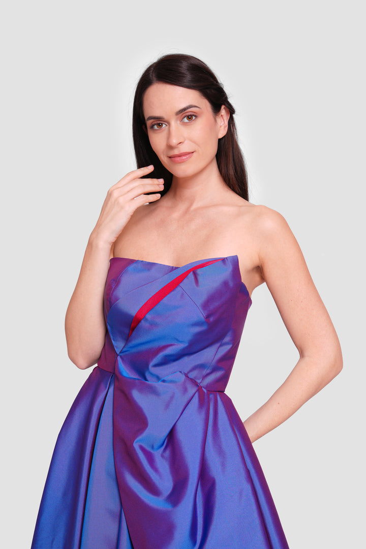 Luna Silver Gray Strapless Corset Maxi Dress