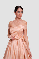 Load image into Gallery viewer, Annabella Dusty Mauve Taffeta Corset Maxi Dress