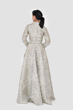 Load image into Gallery viewer, Aveline Light Dusty Green Jacquard Structured Gown