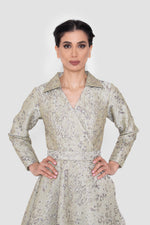 Load image into Gallery viewer, Aveline Light Dusty Green Jacquard Structured Gown