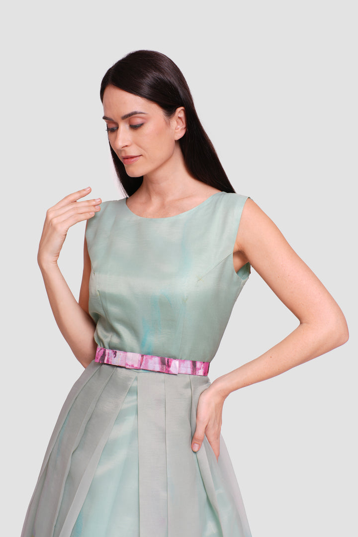 Abby Ombre Floral Print Pleated Sleeveless Maxi Dress