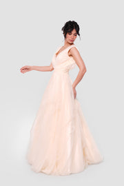 Yara Ivory Cream Tulle Maxi Dress