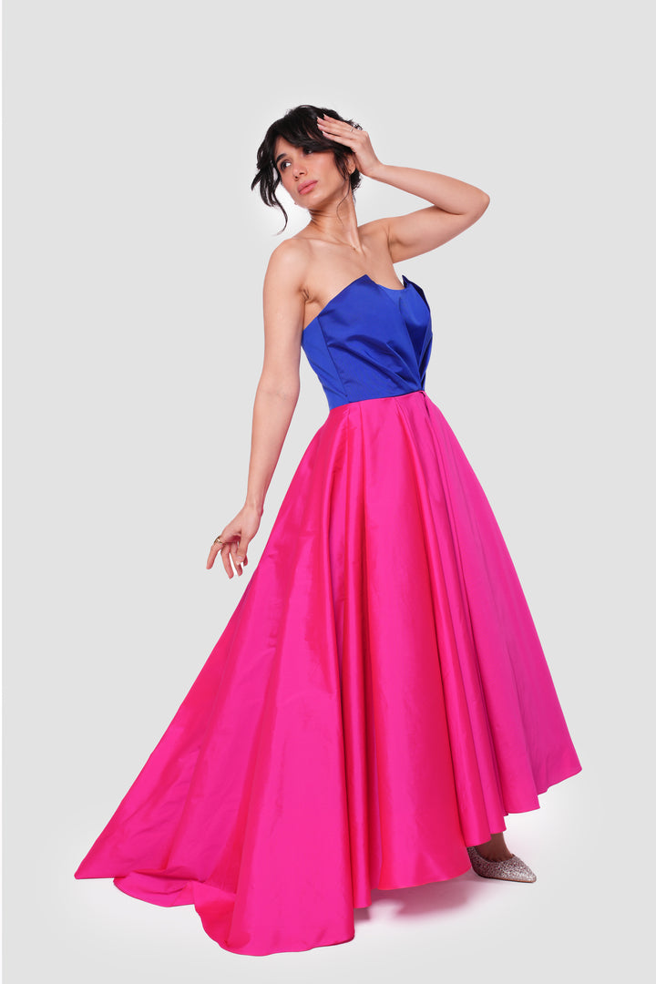 Tanya Strapless Sweetheart Pleated Maxi Dress