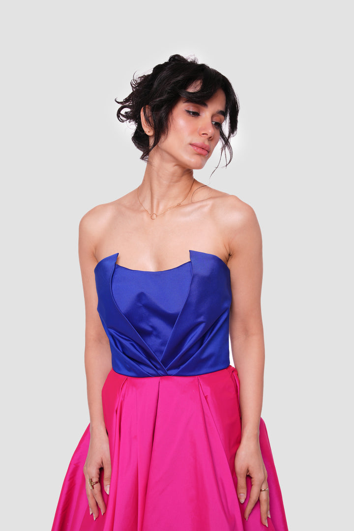 Tanya Strapless Sweetheart Pleated Maxi Dress