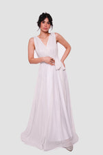 Load image into Gallery viewer, Sarah Aqua Blue Metallic Sleeveless Gown