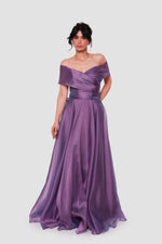 Load image into Gallery viewer, Violetta Plum Purple Shimmer Organza Maxi Dress