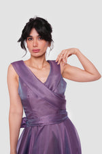 Load image into Gallery viewer, Violetta Plum Purple Shimmer Organza Maxi Dress