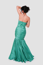 Load image into Gallery viewer, Jade Deep Teal Taffeta Bustier Maxi Dress With Pleats