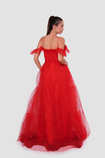 Load image into Gallery viewer, Rosa Red Tulle With Glitter Bustier Maxi Dress