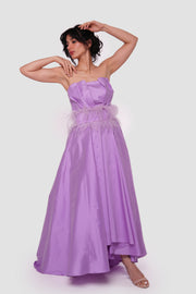 Liliana Lavender Taffeta Strapless Corset Maxi Dress