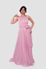Load image into Gallery viewer, Rosetta Blush Pink Wrap-style Sleeveless Maxi Dress