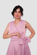 Load image into Gallery viewer, Rosetta Blush Pink Wrap-style Sleeveless Maxi Dress