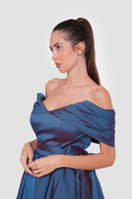Load image into Gallery viewer, Ninna Midnight Blue With An Iridescent Effect Taffeta Corset Maxi Dress