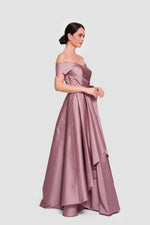 Load image into Gallery viewer, Annabella Dusty Mauve Taffeta Corset Maxi Dress