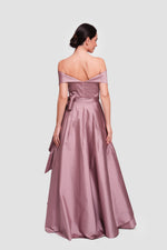 Load image into Gallery viewer, Annabella Dusty Mauve Taffeta Corset Maxi Dress