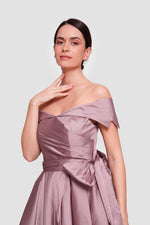 Load image into Gallery viewer, Annabella Dusty Mauve Taffeta Corset Maxi Dress