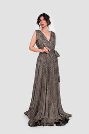 Sarah Black & White Sleeveless Surplice Neckline Maxi Dress