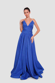 Azura Rich Azure Blue Jacquard Strapless Corset Maxi Dress