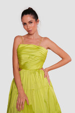 Load image into Gallery viewer, Marcella Lime Green Straight Neckline Open Back Maxi Dress