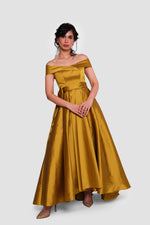 Load image into Gallery viewer, Olivia Olive Green Taffeta Strapless Corset Maxi Dress