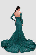 Load image into Gallery viewer, Diana Emerald Green Lace Open Back Gown