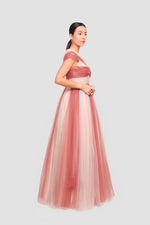 Load image into Gallery viewer, Mia Cap-sleeve V-neckline Maxi Dress With Striking Multi-tonal Tulle Layers