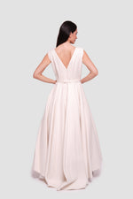 Load image into Gallery viewer, Bianca Ivory Brocade Open Back Sleeveless Maxi Dress