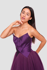 Load image into Gallery viewer, Yasmina Deep Purple Strapless Sweetheart Neckline Maxi Dress